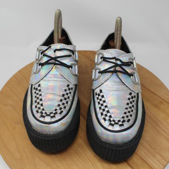 Tuk Shoes Women 7 Creeper Iridescent Crackle Mondo Holographic Platform Punk Got - Picture 4 of 15